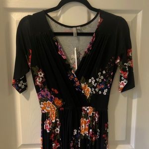 ASOS Black Floral Maxi Dress with side slits